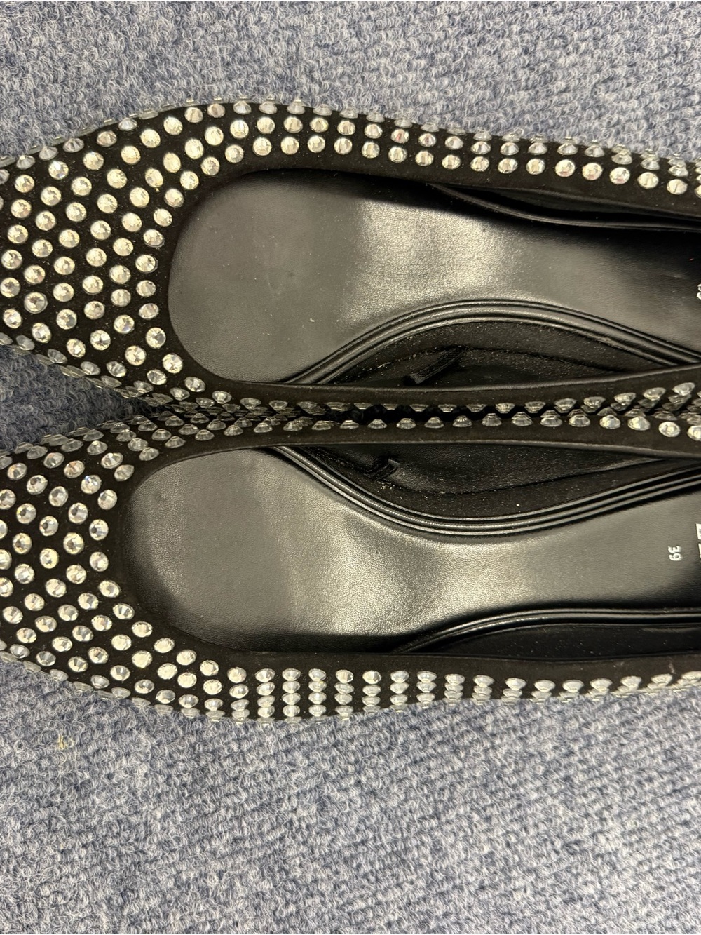 Zara Black Embellished Crystal Pointed Flats